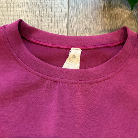 Lululemon Magenta Cropped Top Softstreme Short Sleeve - Picture 6 of 16